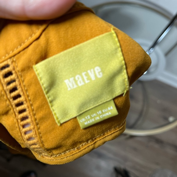 Maeve Womens Size 12 Embroidered Sleeveless‎ Blouse Turmeric Yellow Floral Boho - Picture 3 of 5